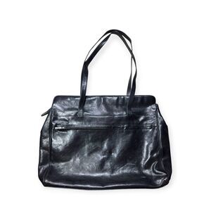 T. Anthony Leather Tote Bag Black Shoulder Bag Italy Designer Vintage